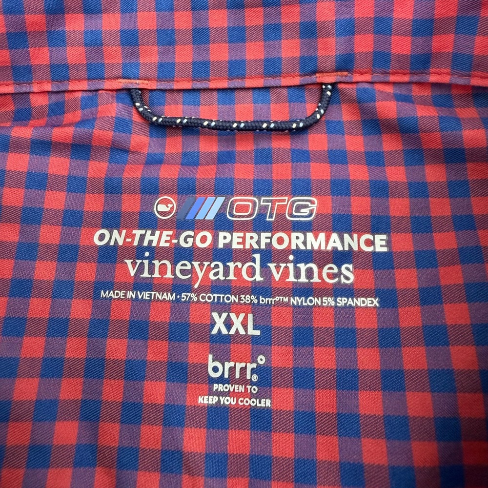 Vineyard Vines Shirt Men XXL Red Gingham OTG On The Go brrr Performance Stretch - Picture 2 of 12